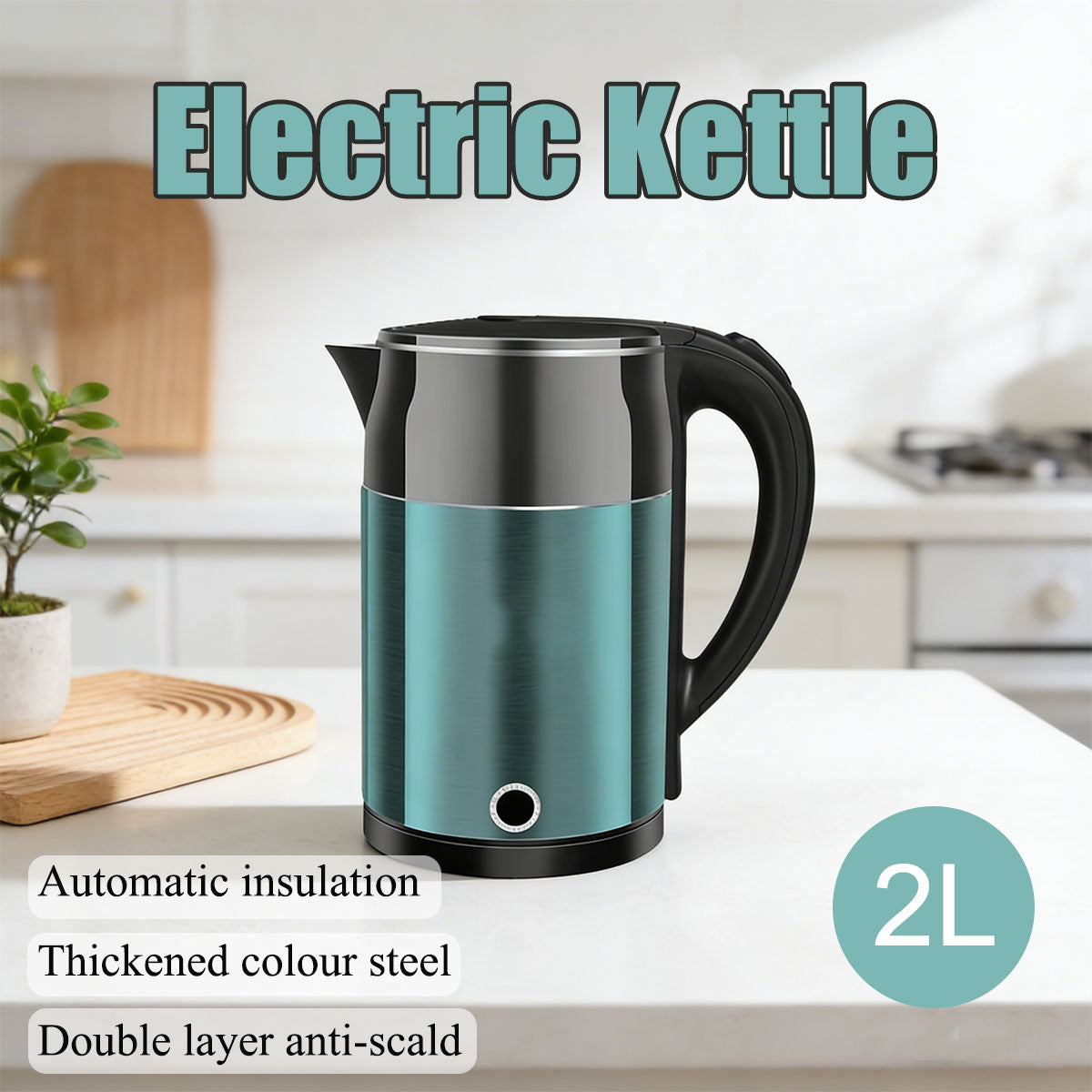 2L Steel Electric Kettle Anti-Scald Double Layer