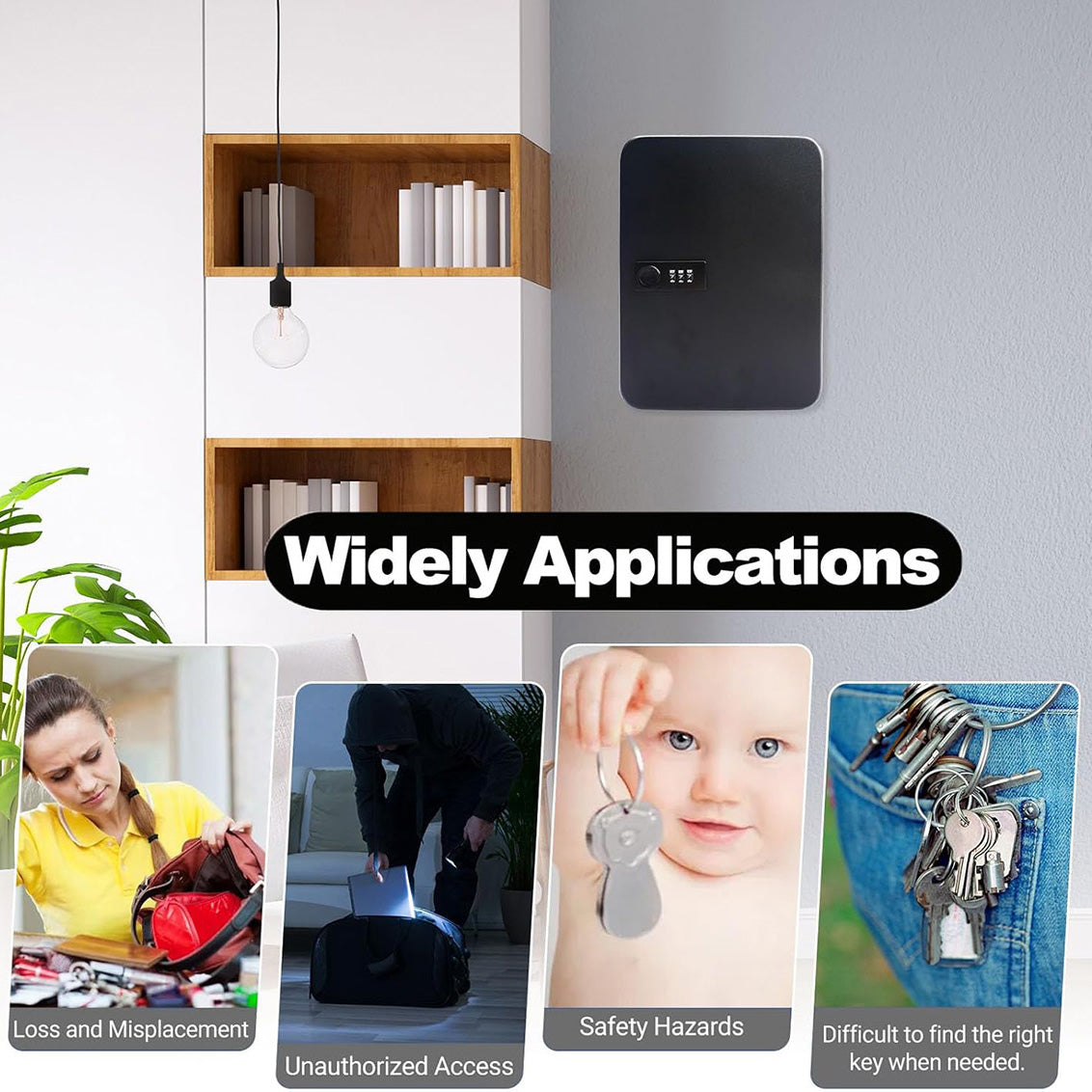Wall-Mounted Key Box 3-Digit Password Lock 48 Keys