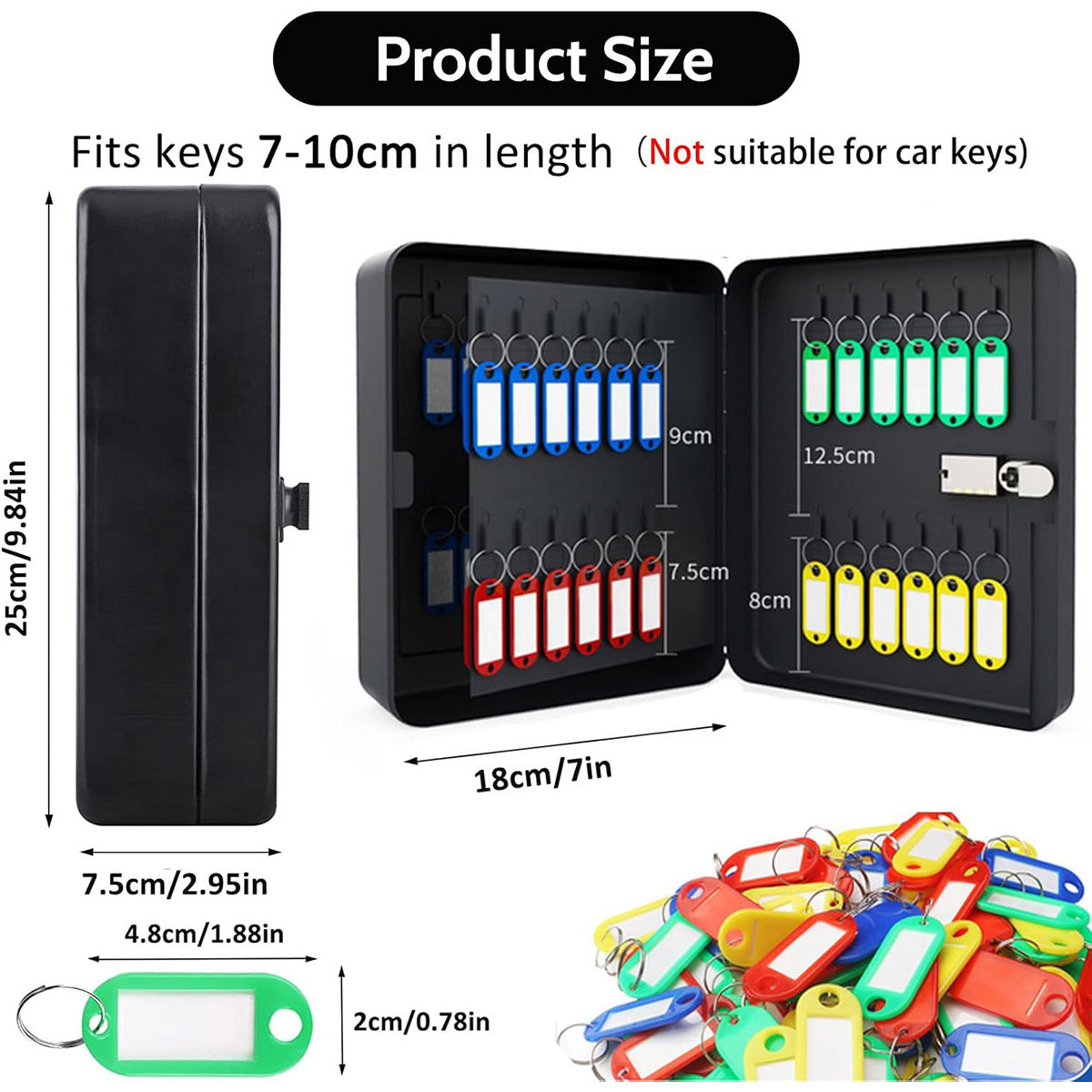 Wall-Mounted Key Box 3-Digit Password Lock 48 Keys