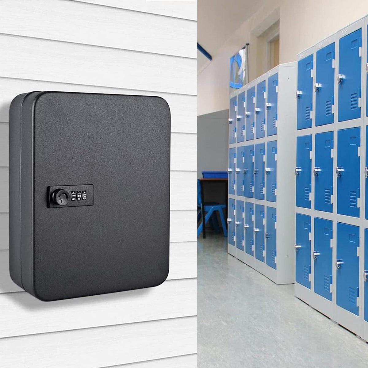 Wall-Mounted Key Box 3-Digit Password Lock 48 Keys