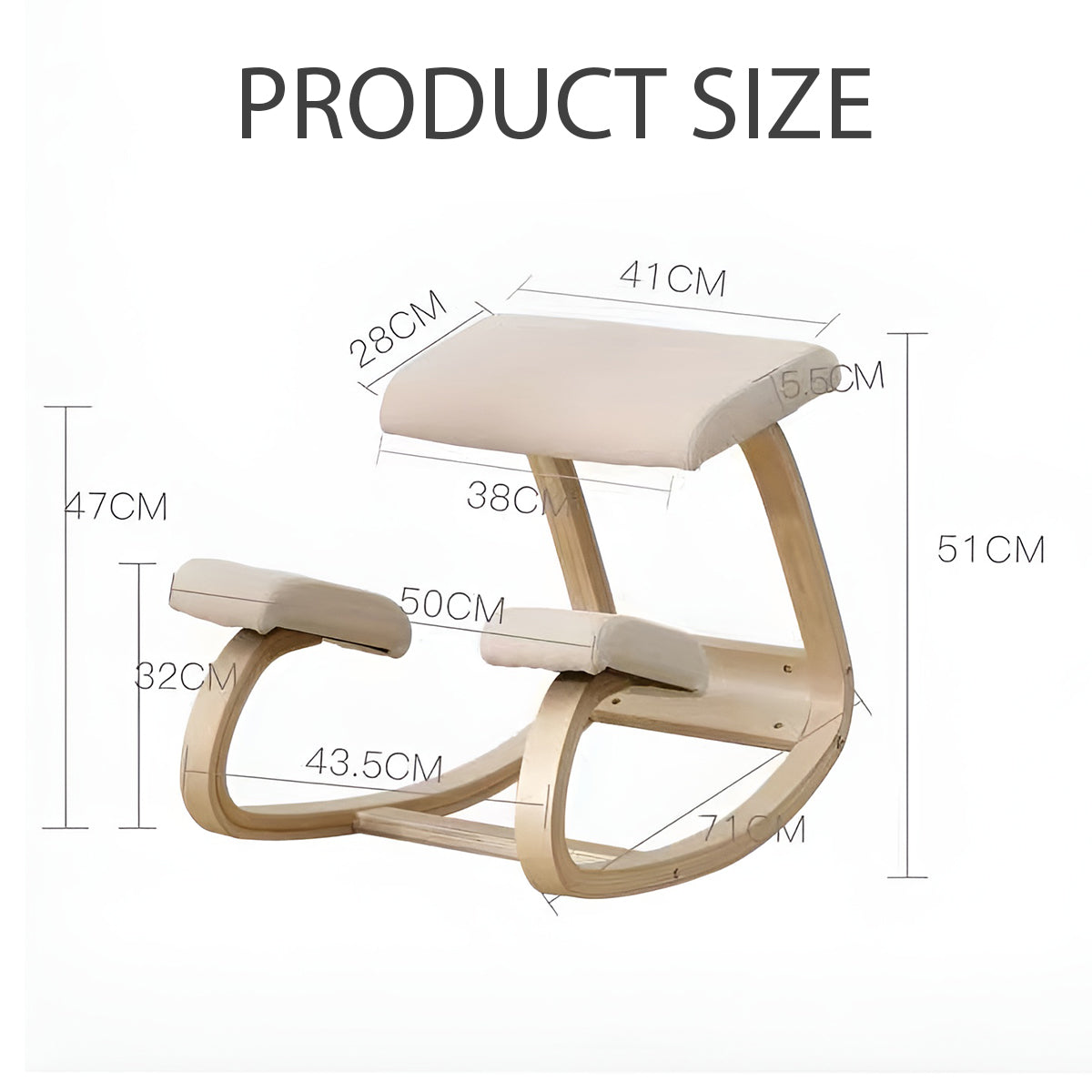 Ergonomic Kneeling Chair Rocking Stool with Cushions