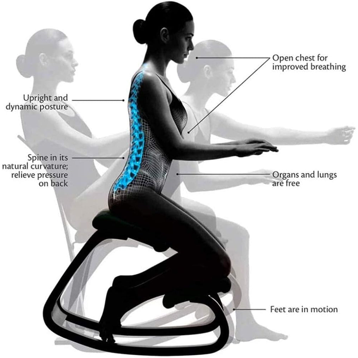 Ergonomic Kneeling Chair Rocking Stool with Cushions