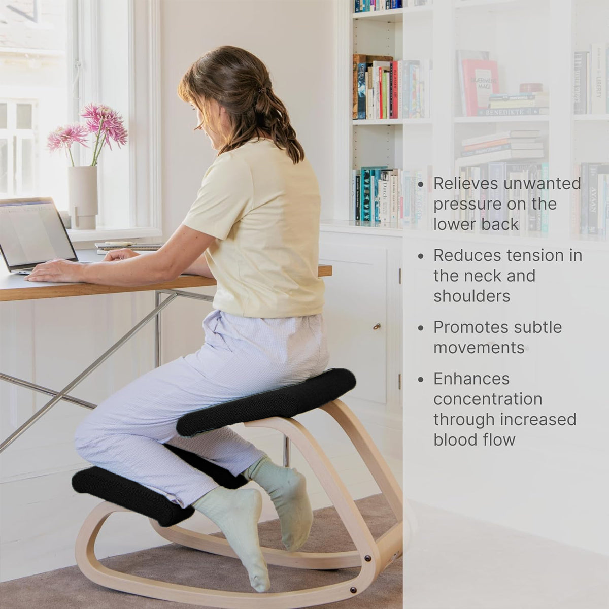 Ergonomic Kneeling Chair Rocking Stool with Cushions