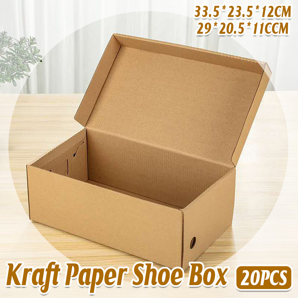 20pcs Kraft Paper Shoe Boxes Clamshell Organizer