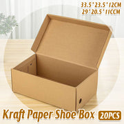 20pcs Kraft Paper Shoe Boxes Clamshell Organizer
