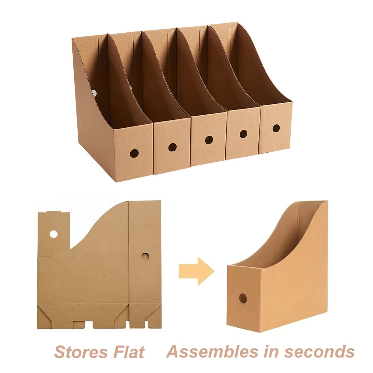 Kraft Paper Desktop Book and File Storage Box Water-Resistant