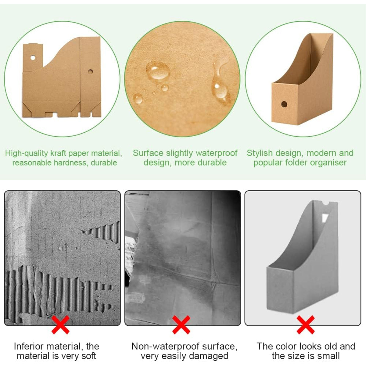 Kraft Paper Desktop Book and File Storage Box Water-Resistant