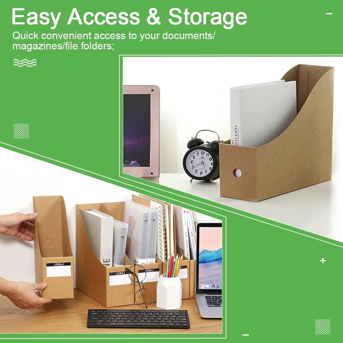 Kraft Paper Desktop Book and File Storage Box Water-Resistant