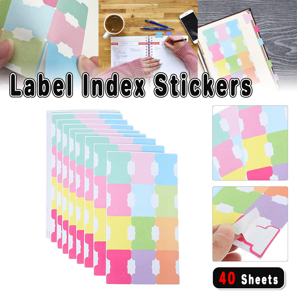 40 Sheets Macaron Colour Writable Index Label Sticker Set