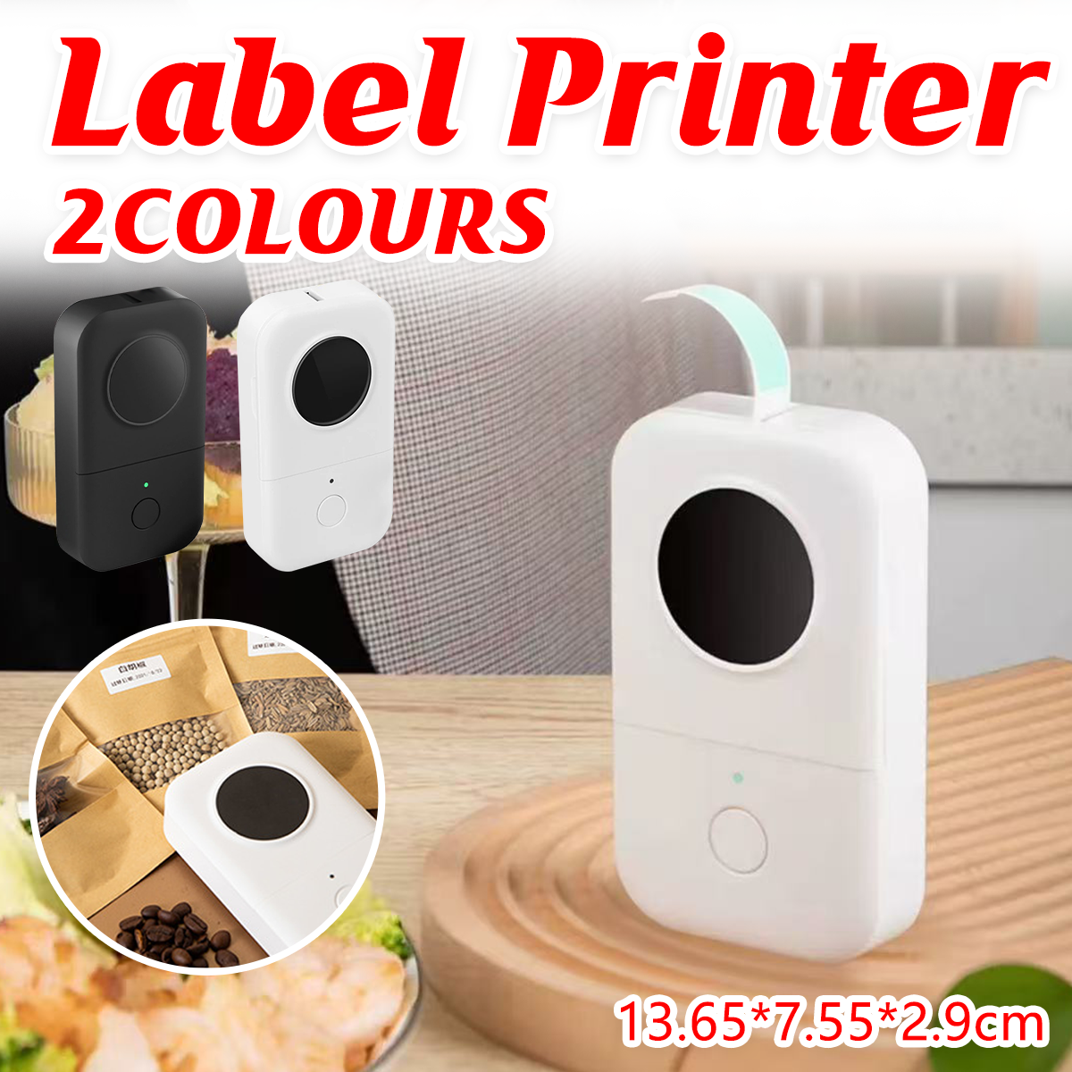 Label Printer Portable Wireless Bluetooth Thermal Rechargeable