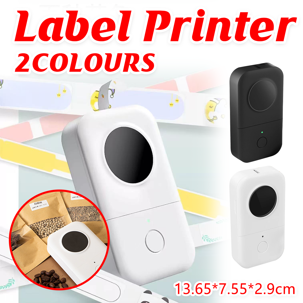 Label Printer Portable Wireless Bluetooth Thermal Rechargeable