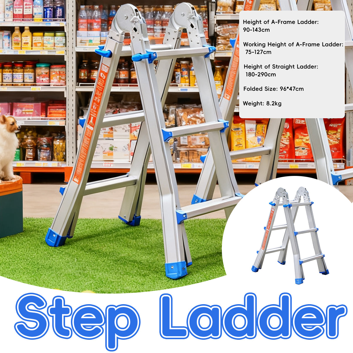 3 Step Folding Ladder Aluminum Alloy for Home and Garage Use