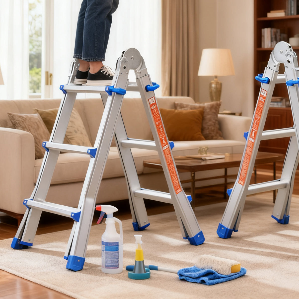 3 Step Folding Ladder Aluminum Alloy for Home and Garage Use