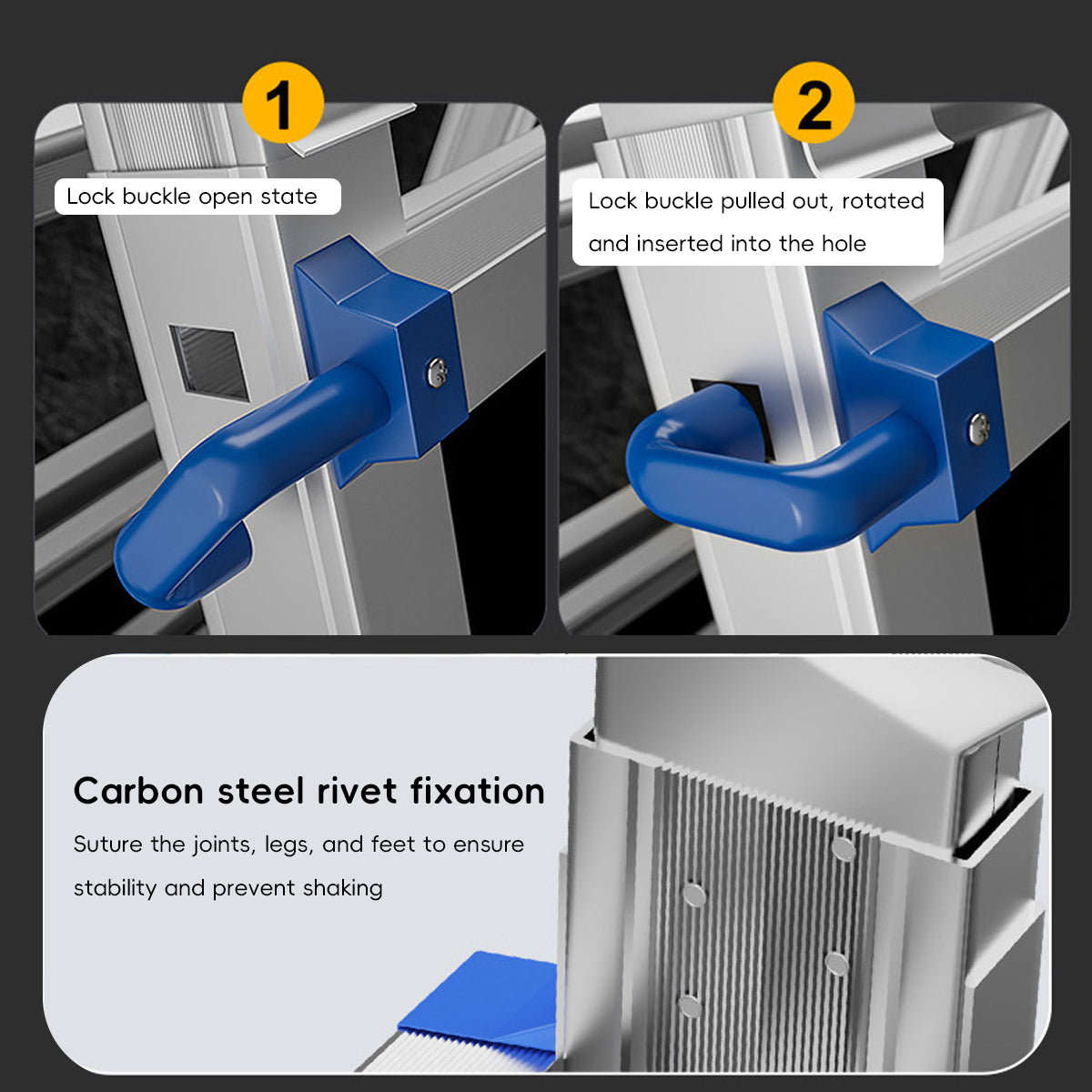 3 Step Folding Ladder Aluminum Alloy for Home and Garage Use