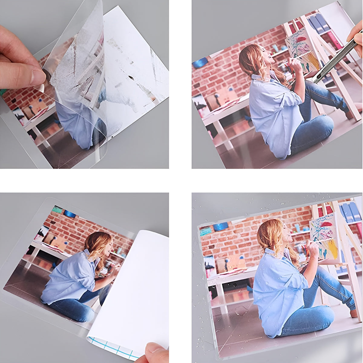 50 Pcs Self Adhesive Transparent Cold Laminating Films PVC