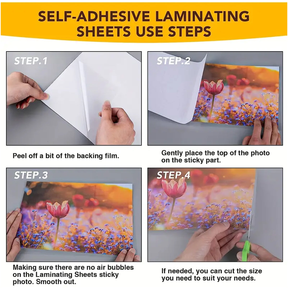 50 Pcs Self Adhesive Transparent Cold Laminating Films PVC