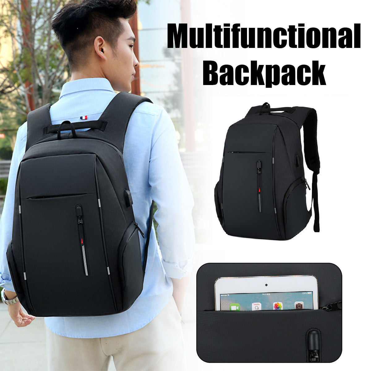Men’s Business Laptop Backpack with Multi-Functional Storage Design