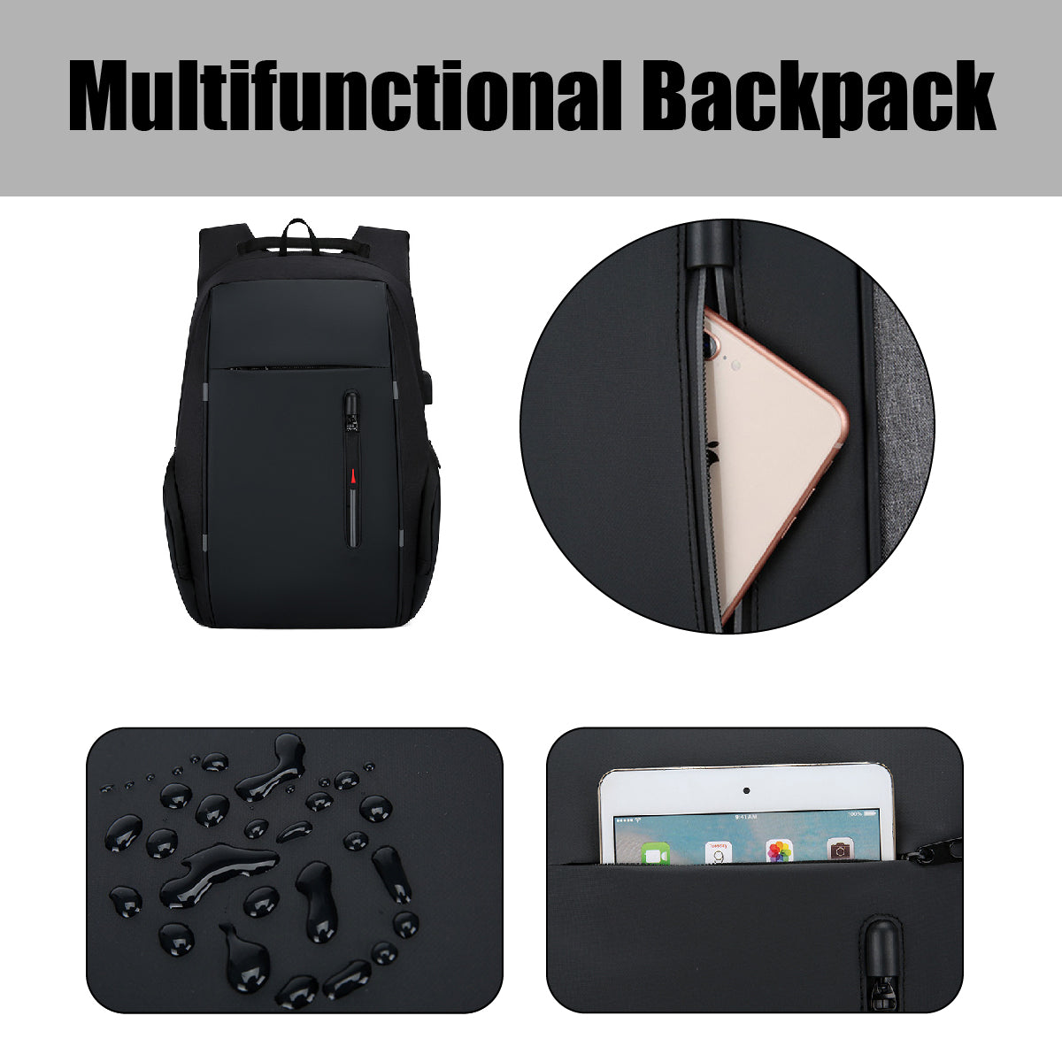 Men’s Business Laptop Backpack with Multi-Functional Storage Design