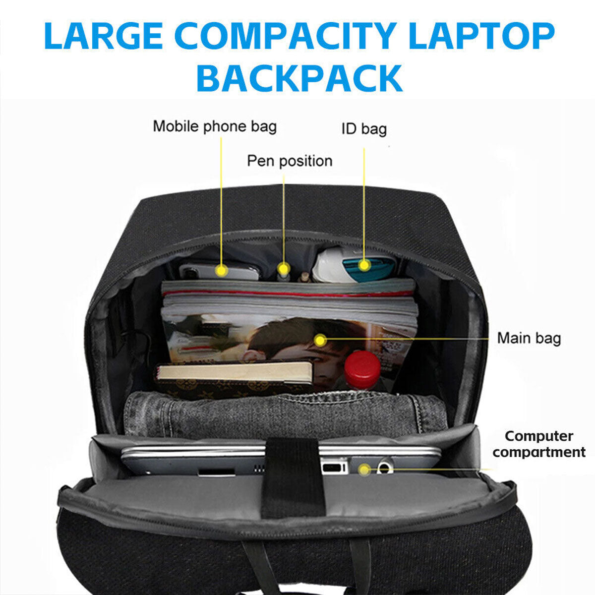 Men’s Business Laptop Backpack with Multi-Functional Storage Design
