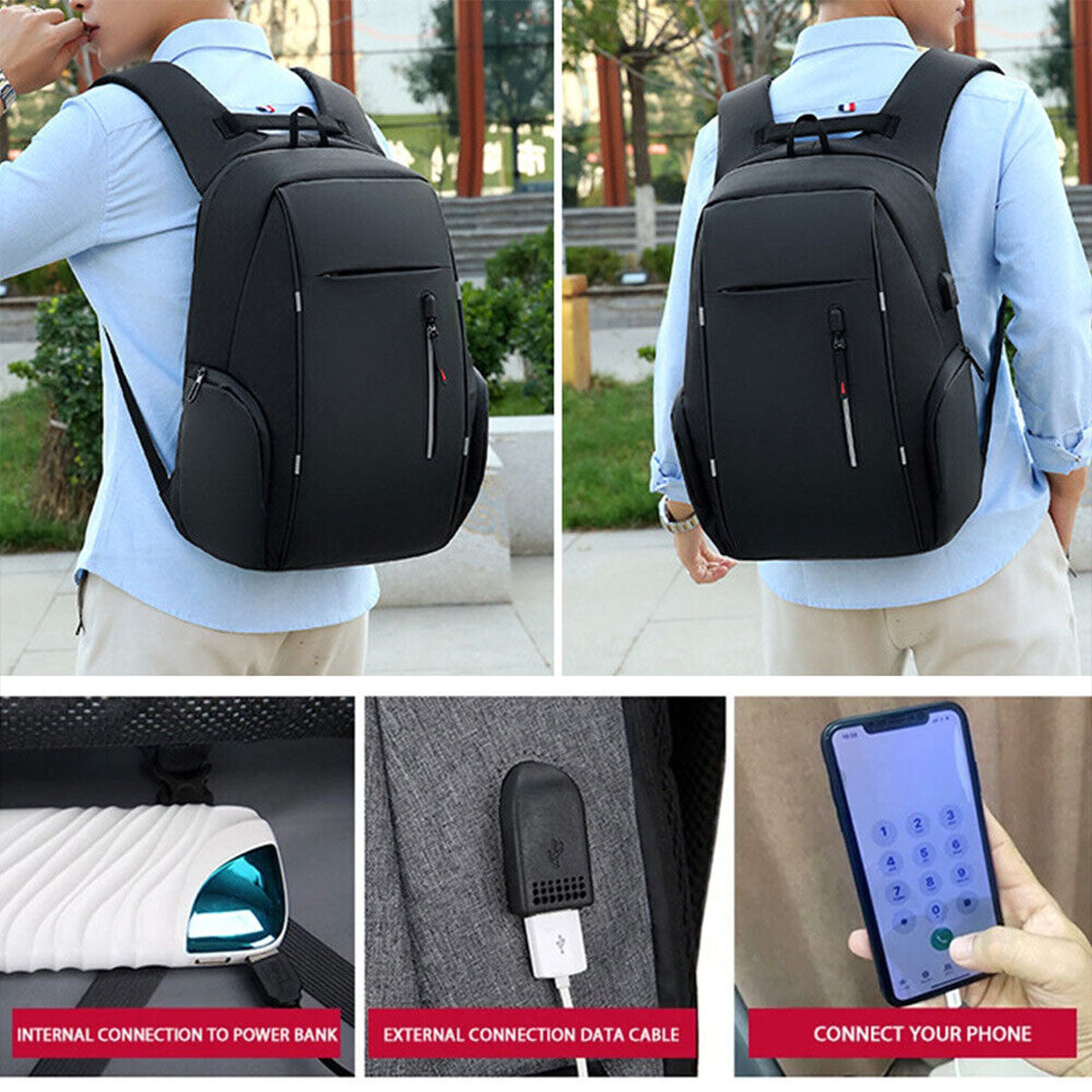 Men’s Business Laptop Backpack with Multi-Functional Storage Design