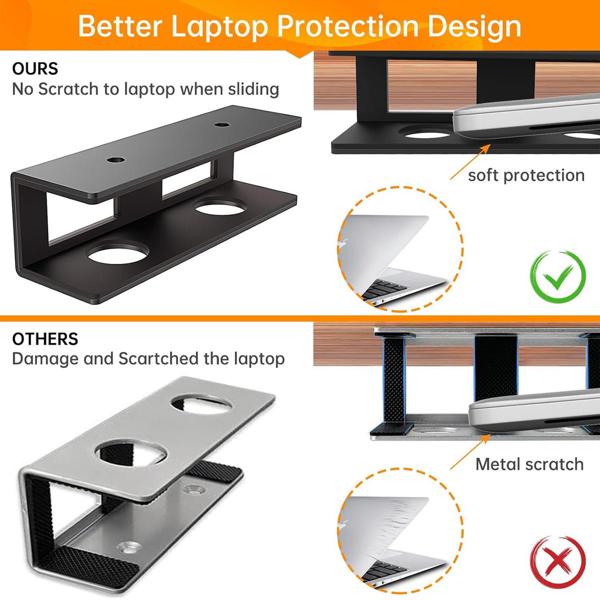 Under-Desk Laptop Storage Stand Adjustable Carbon Steel Black