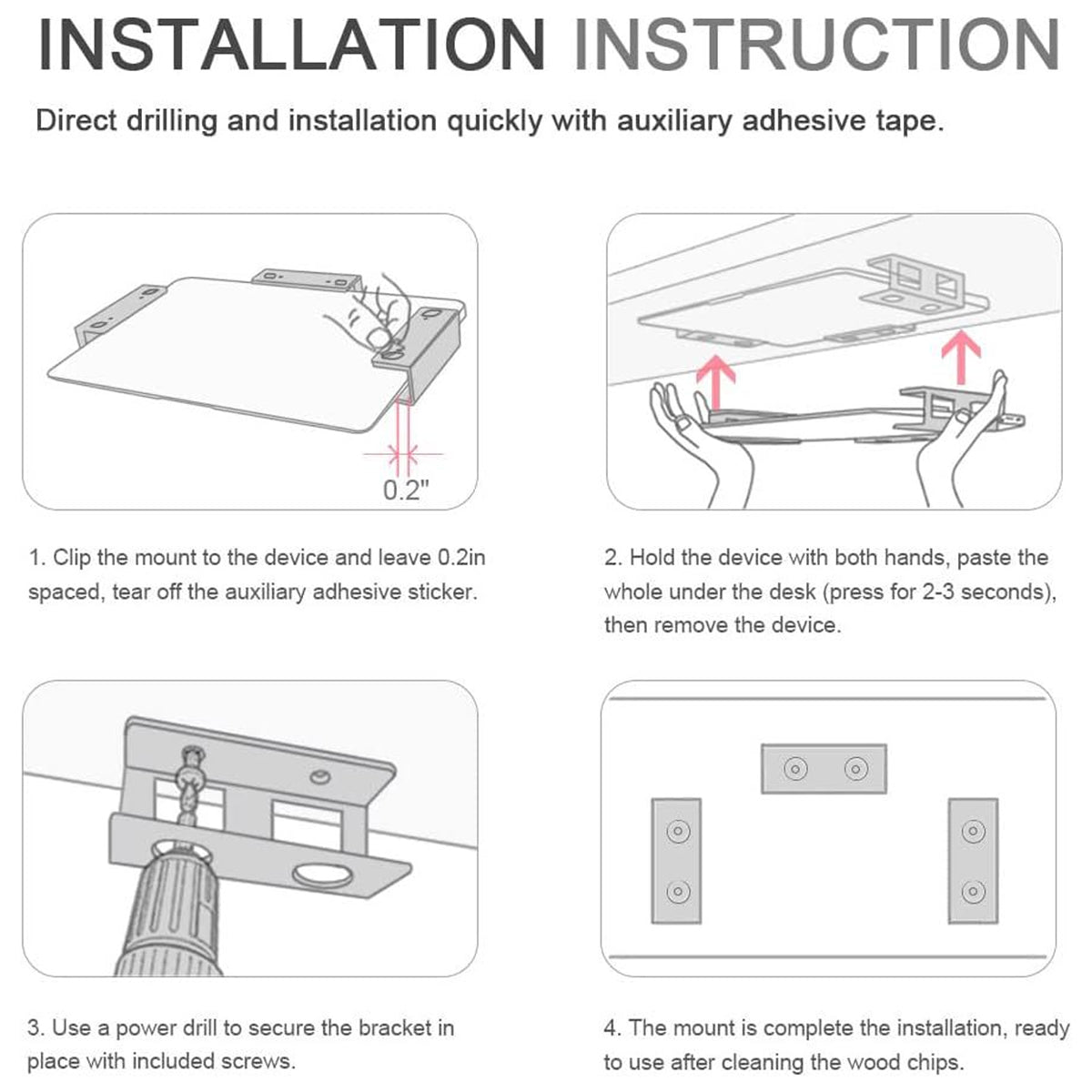 Under-Desk Laptop Storage Stand Adjustable Carbon Steel Black