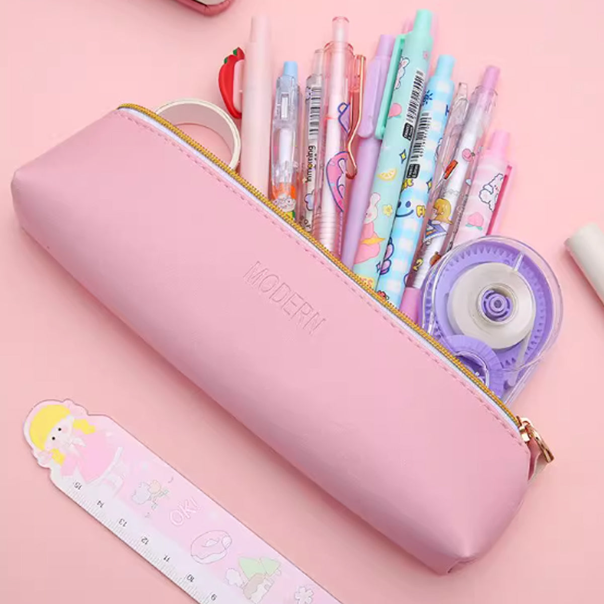 4 Pcs PU Leather Pencil Case Makeup Cosmetic Pouch Set