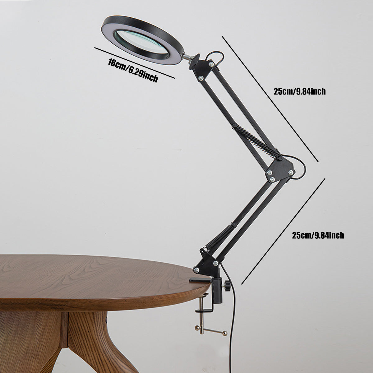 LED Magnifying Desk Lamp with Foldable Long Arm