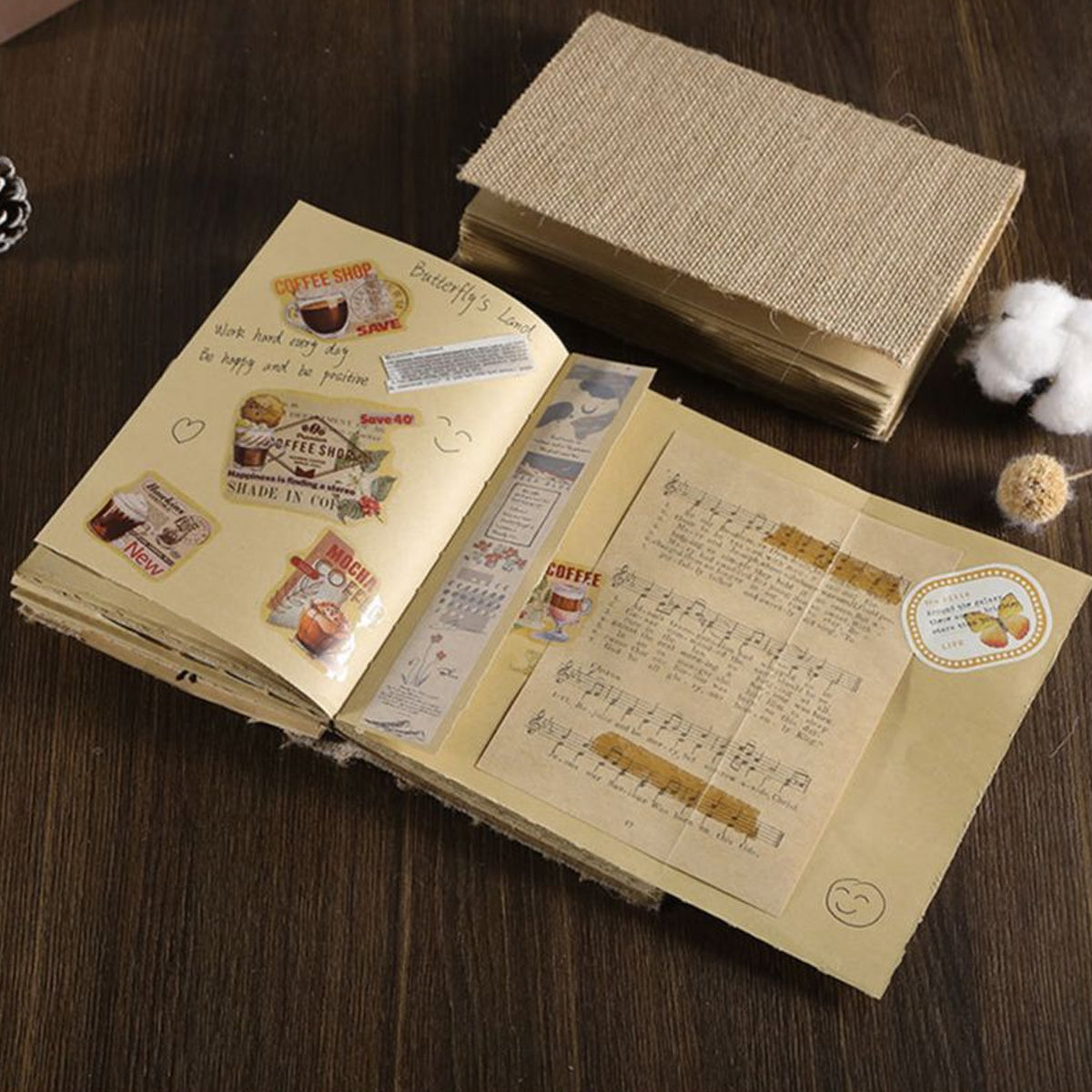 Linen Hardcover Notebook Retro Thread-Bound Thick Kraft Pages