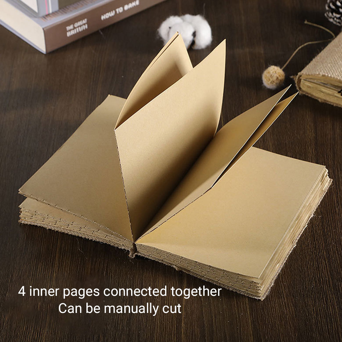 Linen Hardcover Notebook Retro Thread-Bound Thick Kraft Pages