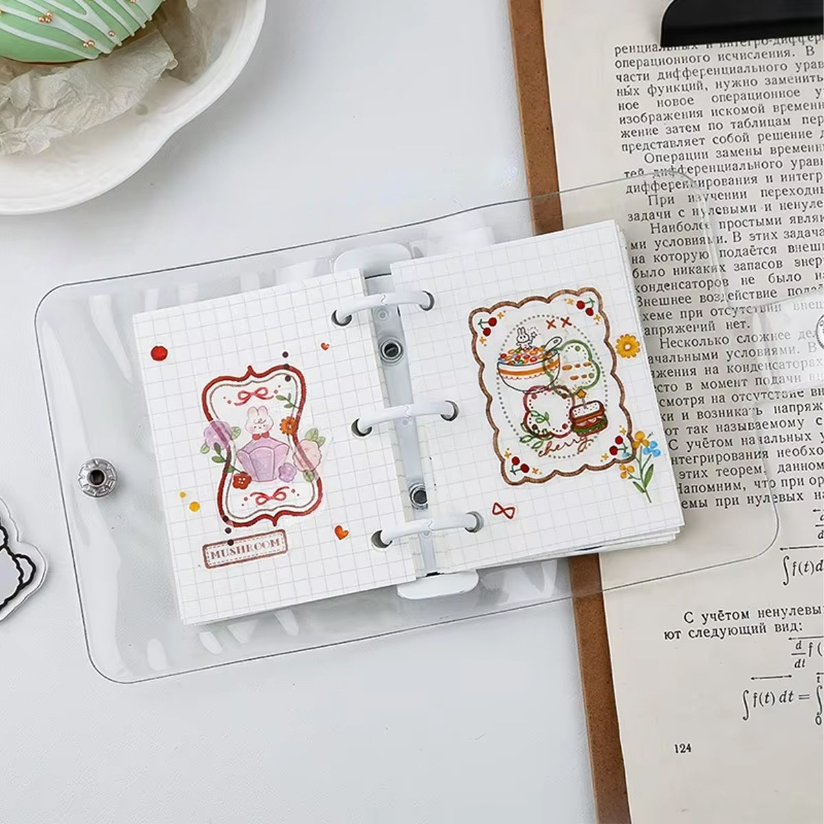 5 Pcs Mini PVC Binders 3-Hole Transparent Cover Assorted Colours