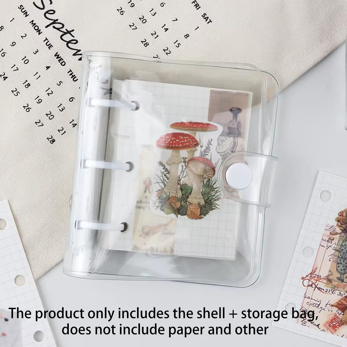 5 Pcs Mini PVC Binders 3-Hole Transparent Cover Assorted Colours