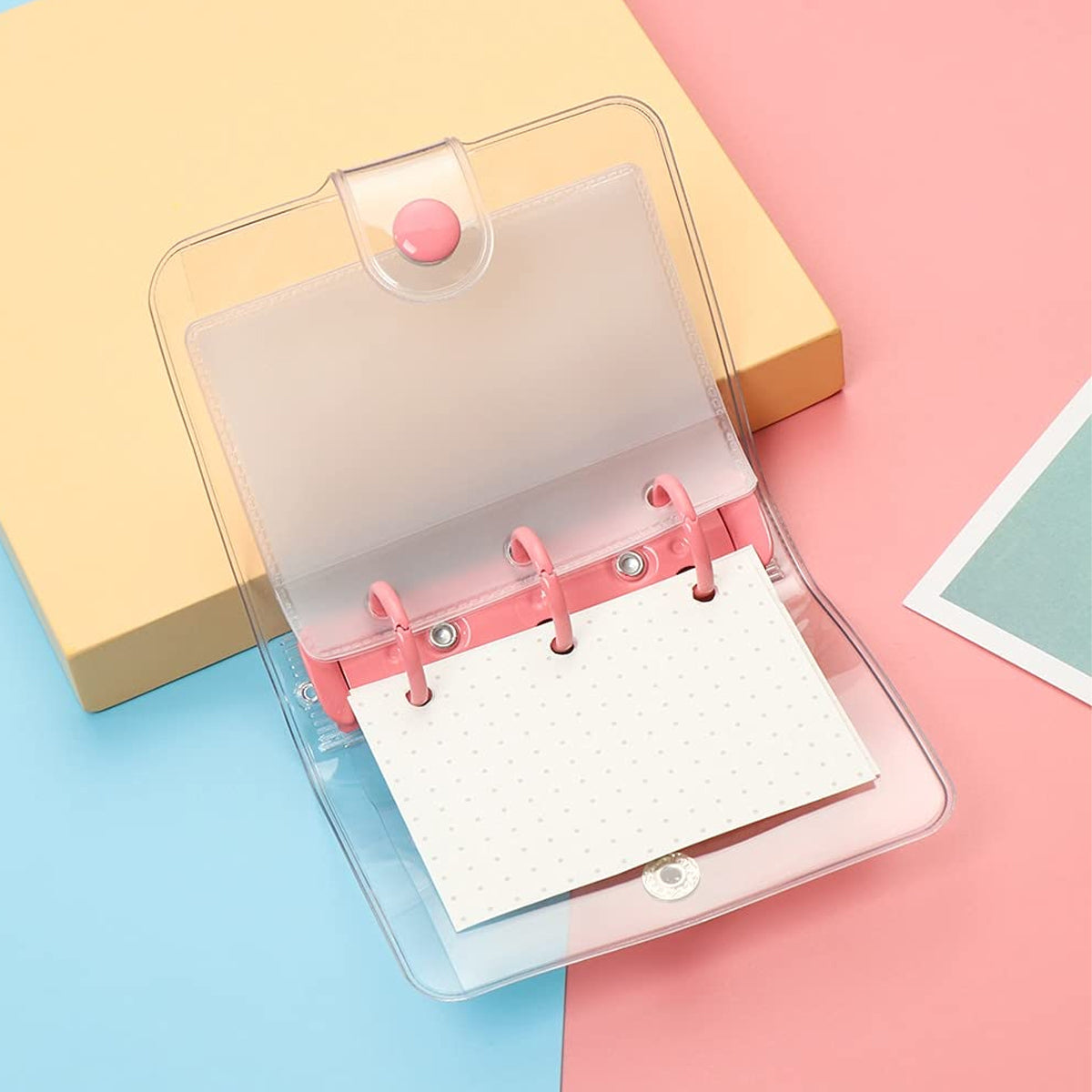 5 Pcs Mini PVC Binders 3-Hole Transparent Cover Assorted Colours