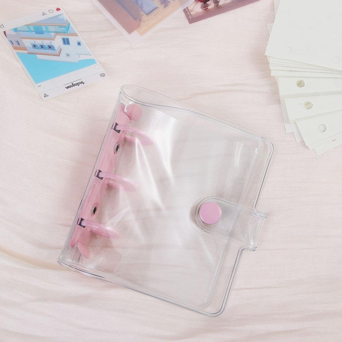5 Pcs Mini PVC Binders 3-Hole Transparent Cover Assorted Colours