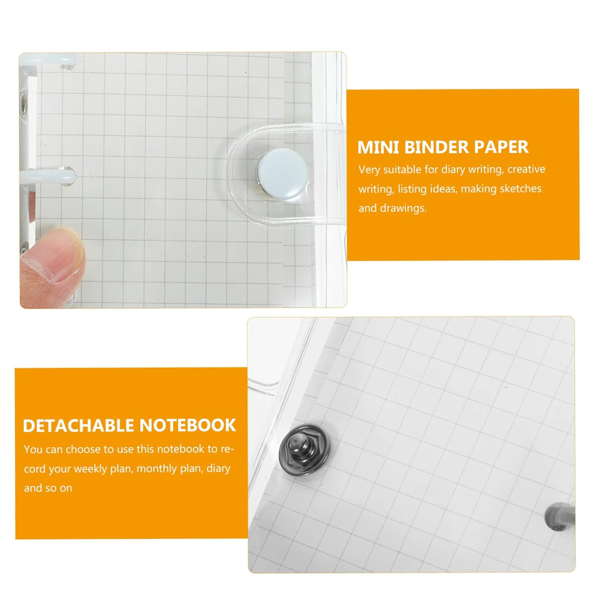 5 Pcs Mini PVC Binders 3-Hole Transparent Cover Assorted Colours