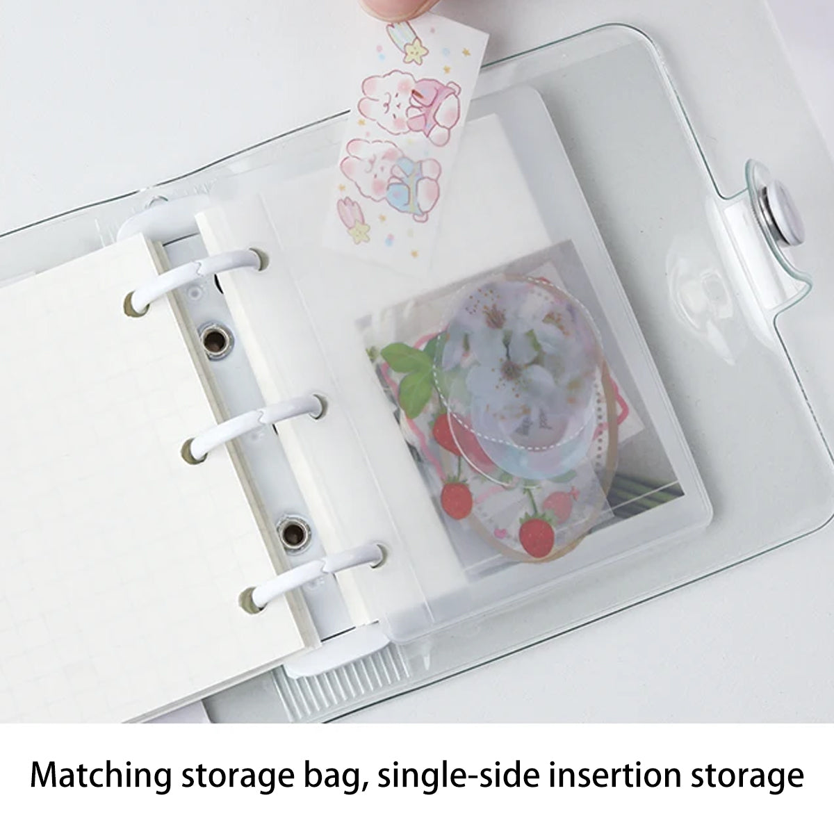 5 Pcs Mini PVC Binders 3-Hole Transparent Cover Assorted Colours