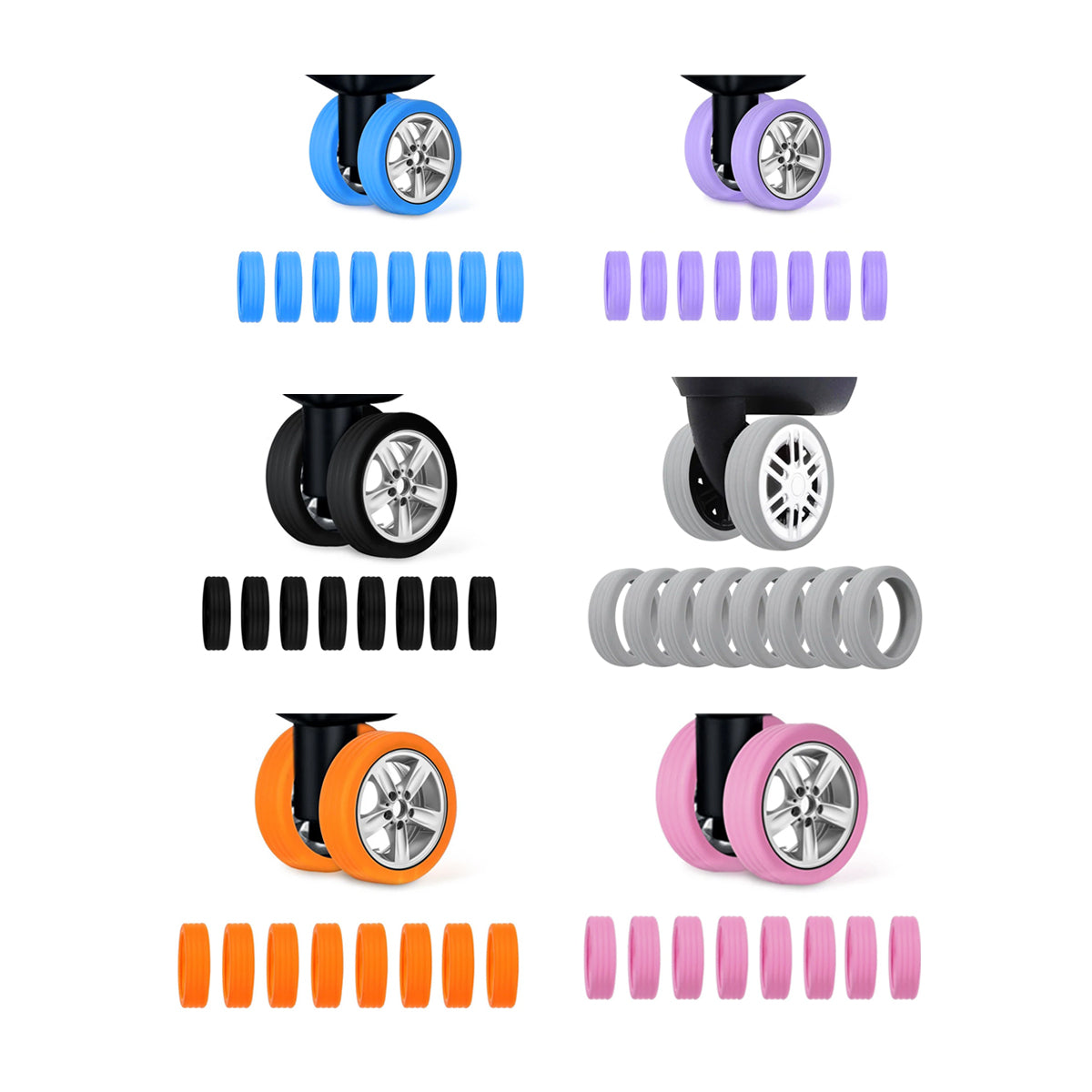16 Pcs Silicone Luggage Wheel Covers for Travel