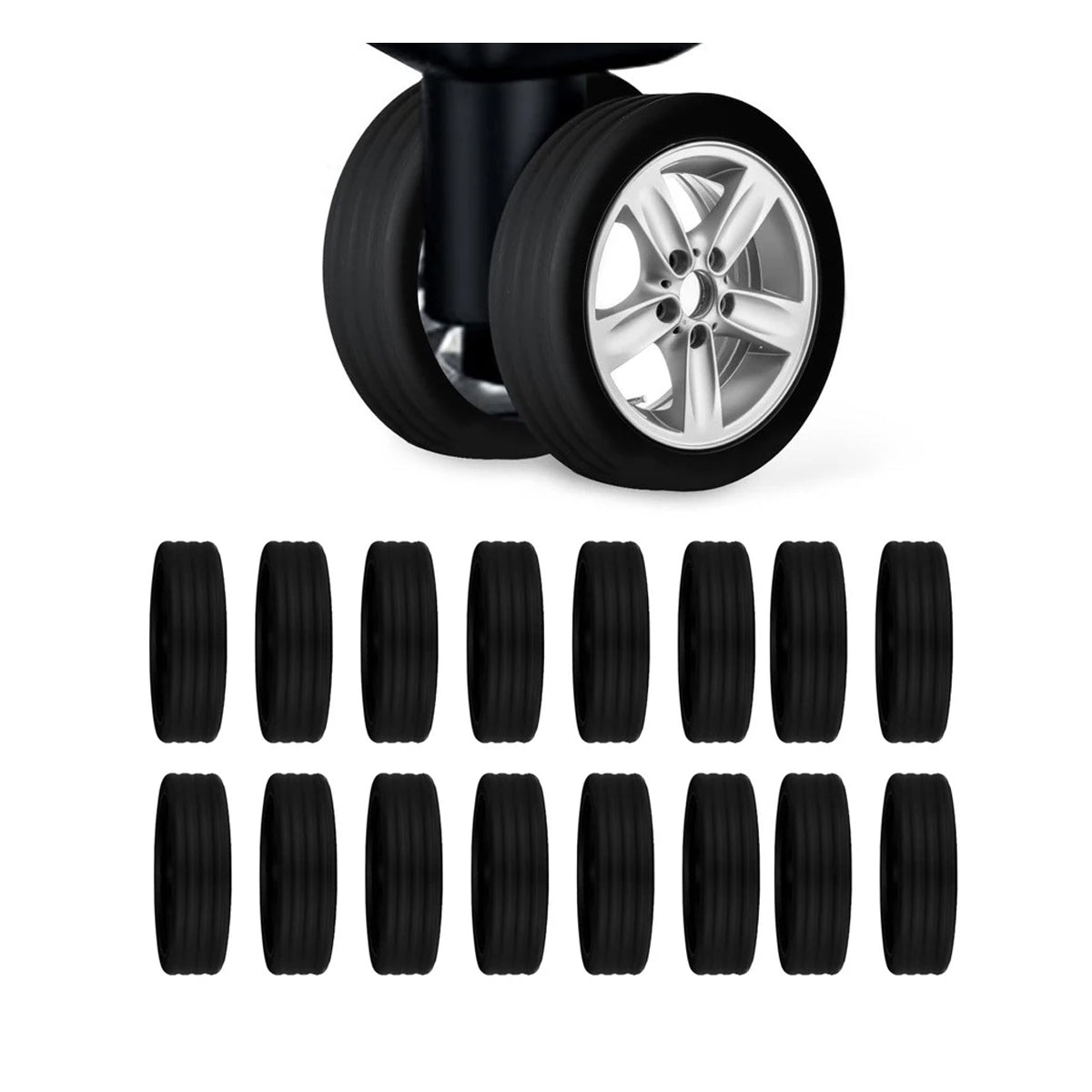 16 Pcs Silicone Luggage Wheel Covers for Travel