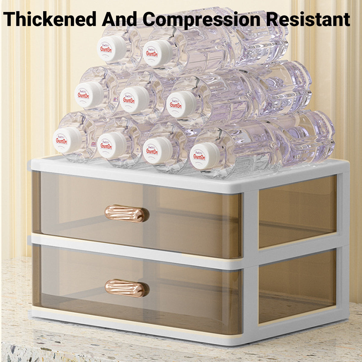 Multi Tier Desktop Organizer Transparent ABS with Gold Handles