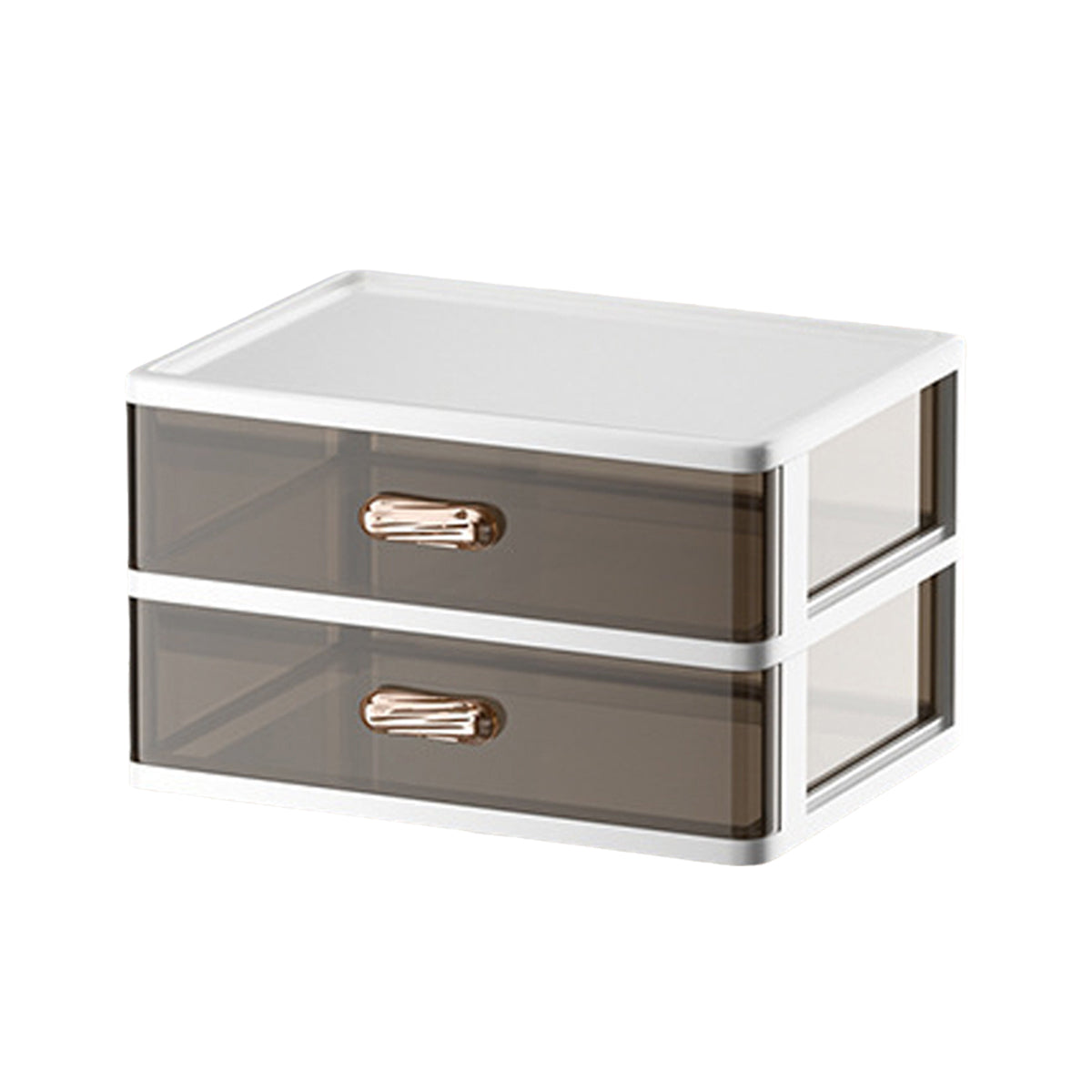 Multi Tier Desktop Organizer Transparent ABS with Gold Handles