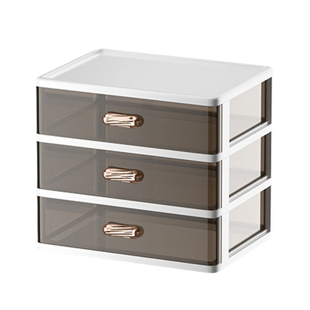 Multi Tier Desktop Organizer Transparent ABS with Gold Handles