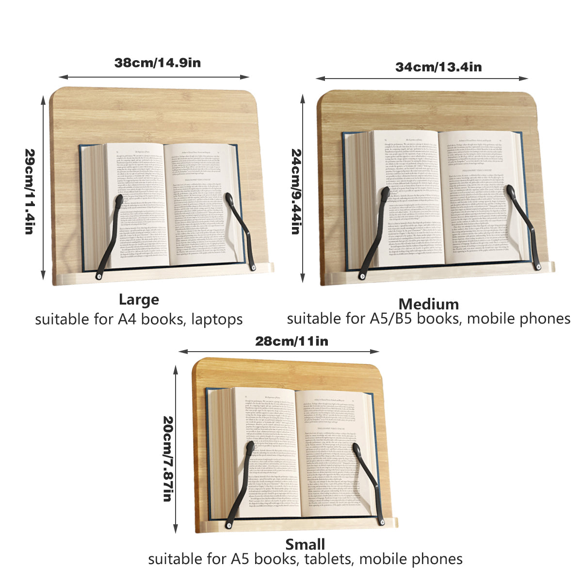 Wooden Adjustable Reading Stand Book Holder with 8 Angles