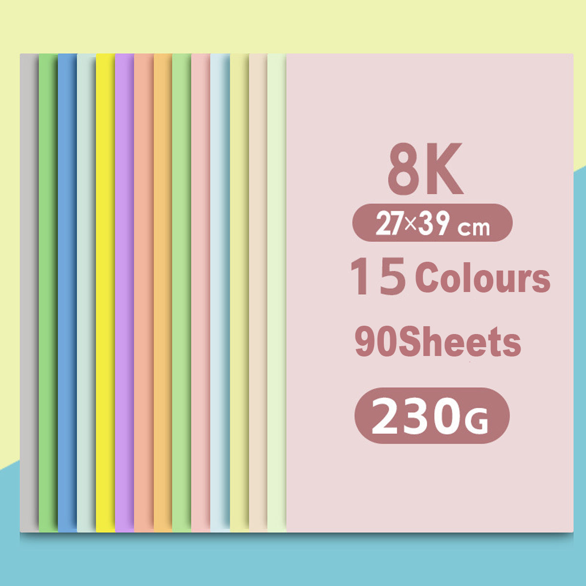 90 Sheets A3 Macaron Cardstock 230gsm for Crafts