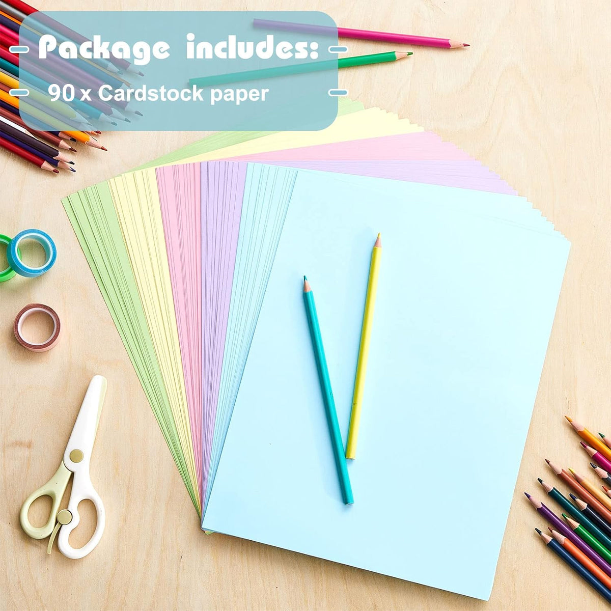 90 Sheets A3 Macaron Cardstock 230gsm for Crafts
