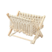 Foldable Cotton Rope and Wood Magazine Rack