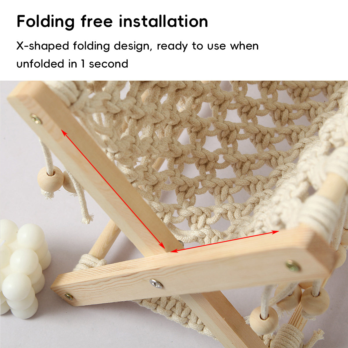 Foldable Cotton Rope and Wood Magazine Rack