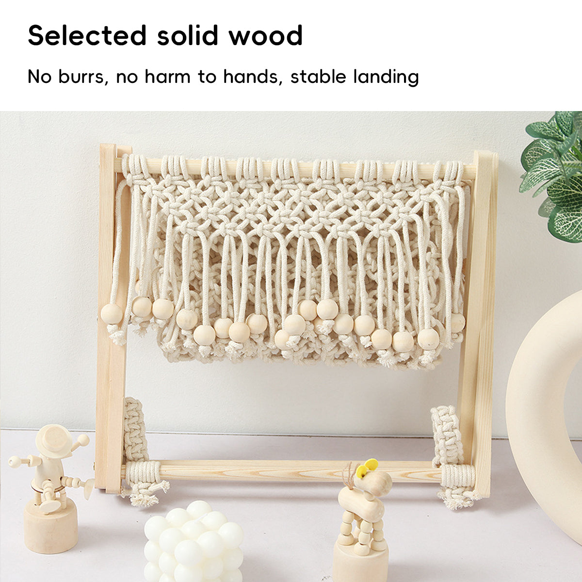 Foldable Cotton Rope and Wood Magazine Rack