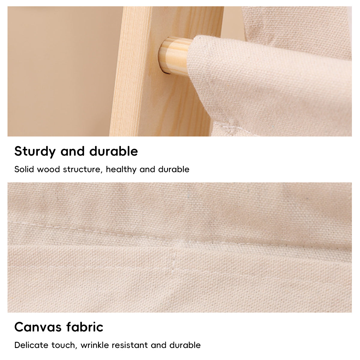 Desktop Book Display Stand Canvas Pockets Solid Wood