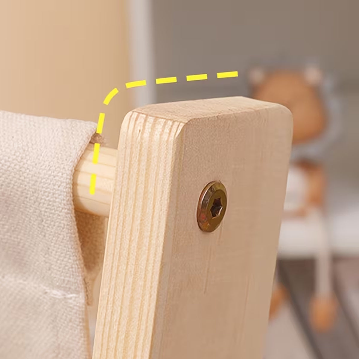 Desktop Book Display Stand Canvas Pockets Solid Wood
