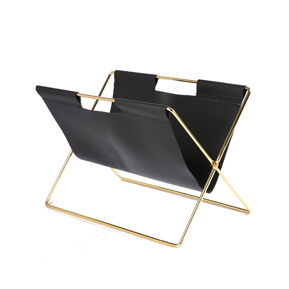 Minimalist Foldable Magazine Rack with Metal Frame